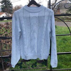 H&M sky blue long sleeve crew neck sweater size M